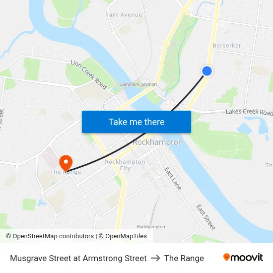 Musgrave Street at Armstrong Street to The Range map