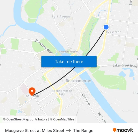 Musgrave Street at Miles Street to The Range map