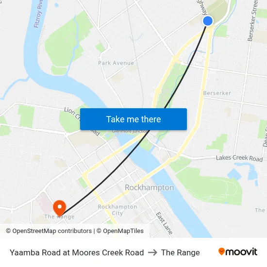 Yaamba Road at Moores Creek Road to The Range map