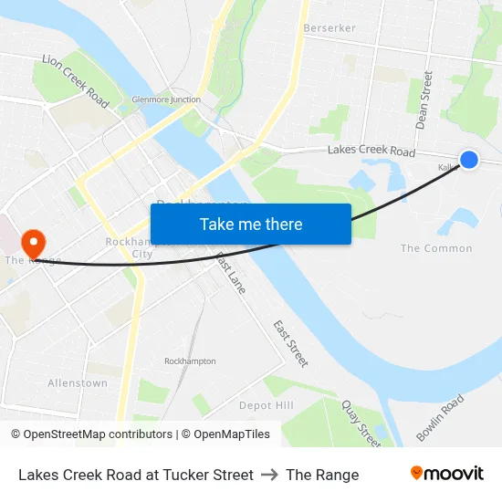 Lakes Creek Road at Tucker Street to The Range map
