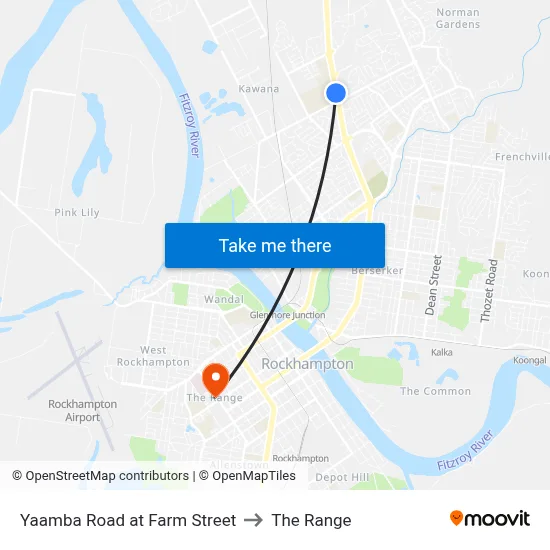 Yaamba Road at Farm Street to The Range map