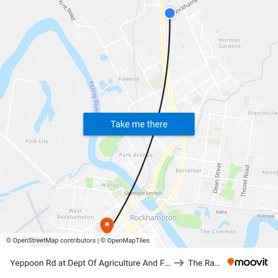 Yeppoon Rd at Dept Of Agriculture And Fisheries to The Range map