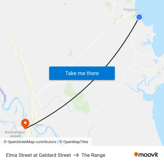 Elma Street at Geldard Street to The Range map