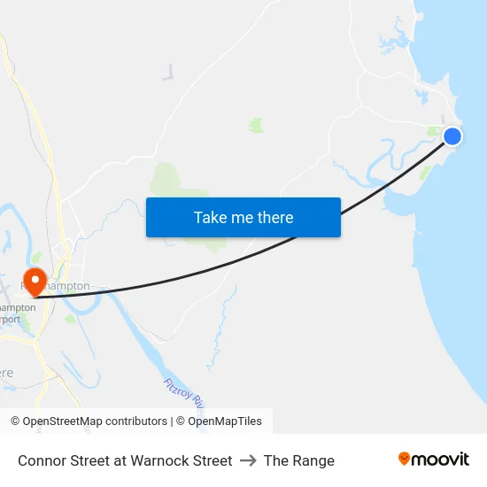 Connor Street at Warnock Street to The Range map