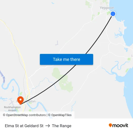 Elma St at Geldard St to The Range map