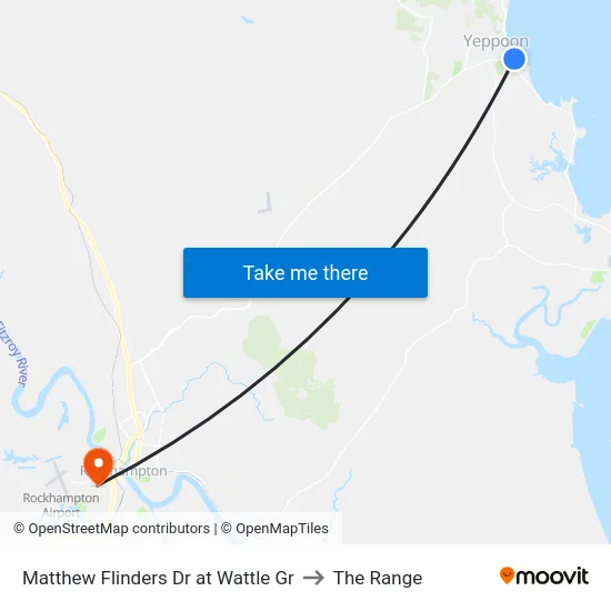 Matthew Flinders Dr at Wattle Gr to The Range map