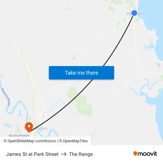 James St at Park Street to The Range map