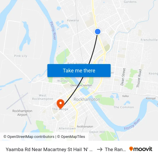 Yaamba Rd Near Macartney St Hail 'N' Ride to The Range map