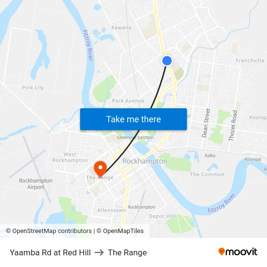 Yaamba Rd at Red Hill to The Range map
