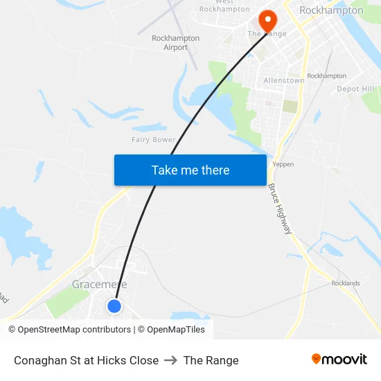 Conaghan St at Hicks Close to The Range map