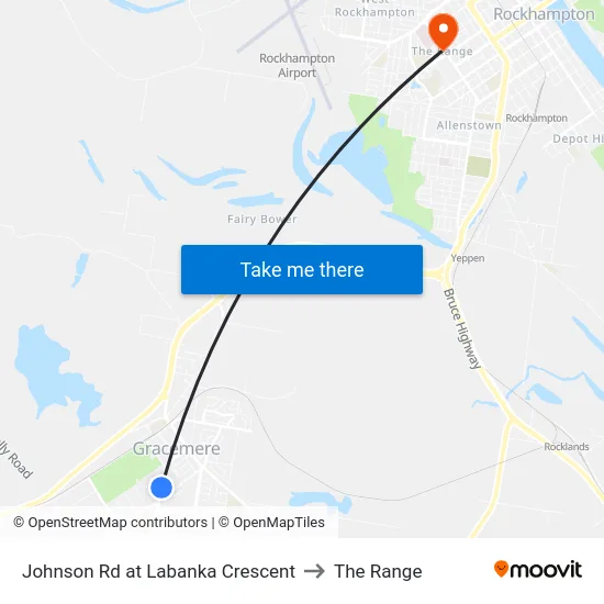 Johnson Rd at Labanka Crescent to The Range map