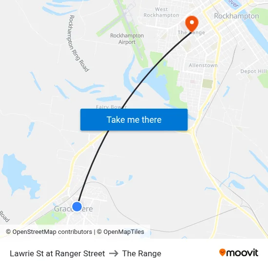 Lawrie St at Ranger Street to The Range map