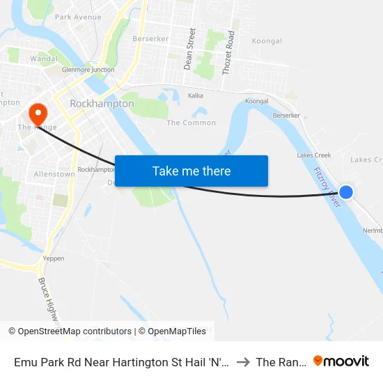 Emu Park Rd Near Hartington St Hail 'N' Ride to The Range map