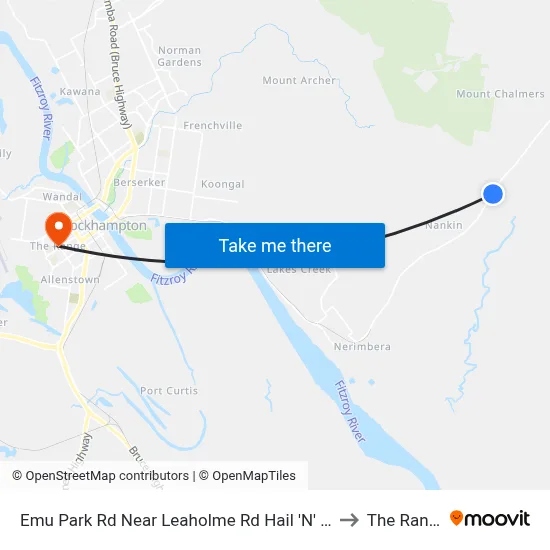 Emu Park Rd Near Leaholme Rd Hail 'N' Ride to The Range map