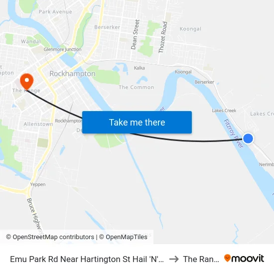 Emu Park Rd Near Hartington St Hail 'N' Ride to The Range map