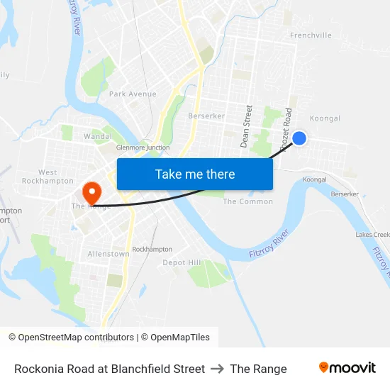 Rockonia Road at Blanchfield Street to The Range map