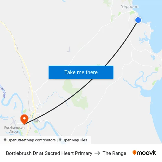 Bottlebrush Dr at Sacred Heart Primary to The Range map