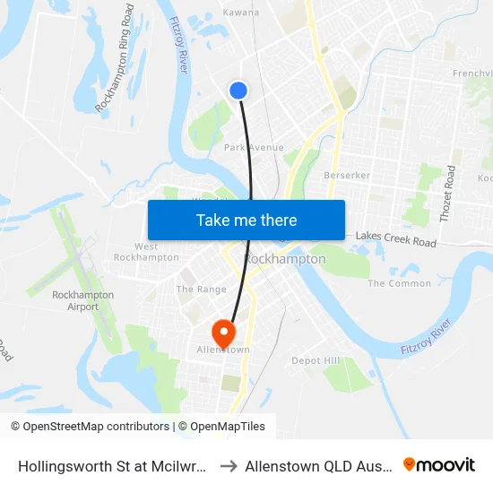 Hollingsworth St at Mcilwraith St to Allenstown QLD Australia map