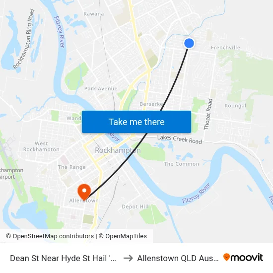 Dean St Near Hyde St Hail 'N' Ride to Allenstown QLD Australia map