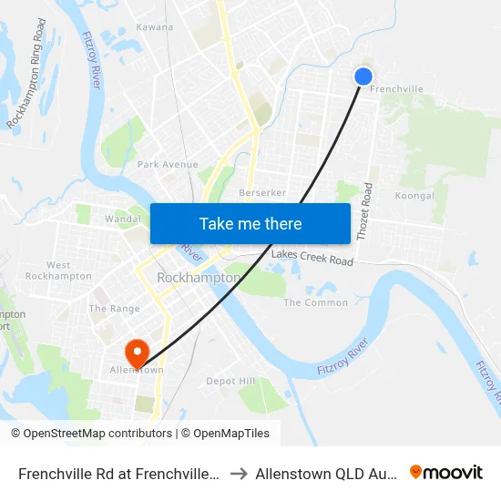 Frenchville Rd at Frenchville School to Allenstown QLD Australia map