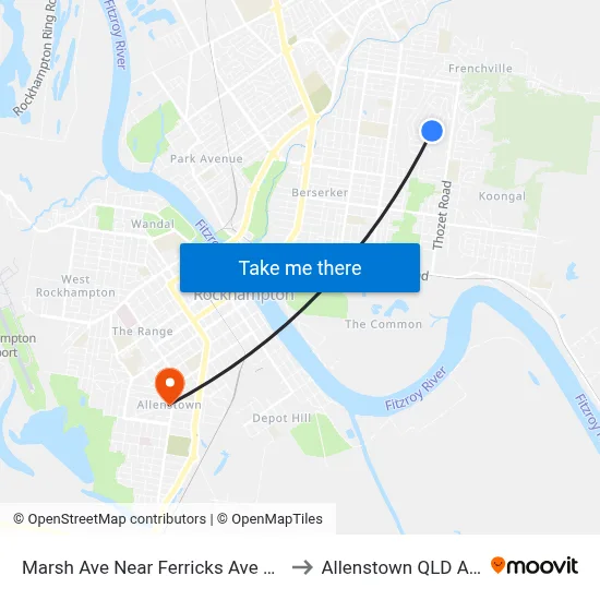 Marsh Ave Near Ferricks Ave Hail 'N' Ride to Allenstown QLD Australia map