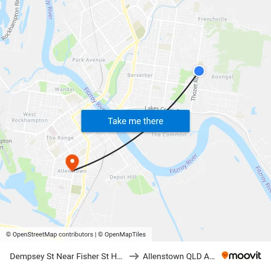 Dempsey St Near Fisher St Hail 'N' Ride to Allenstown QLD Australia map