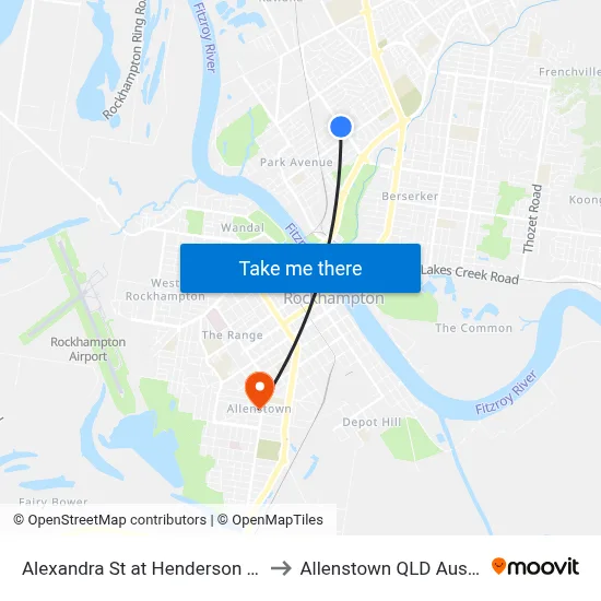 Alexandra St at Henderson Street to Allenstown QLD Australia map