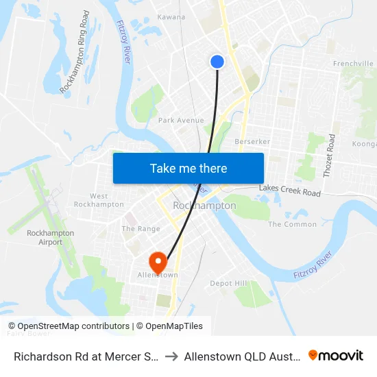 Richardson Rd at Mercer Street to Allenstown QLD Australia map