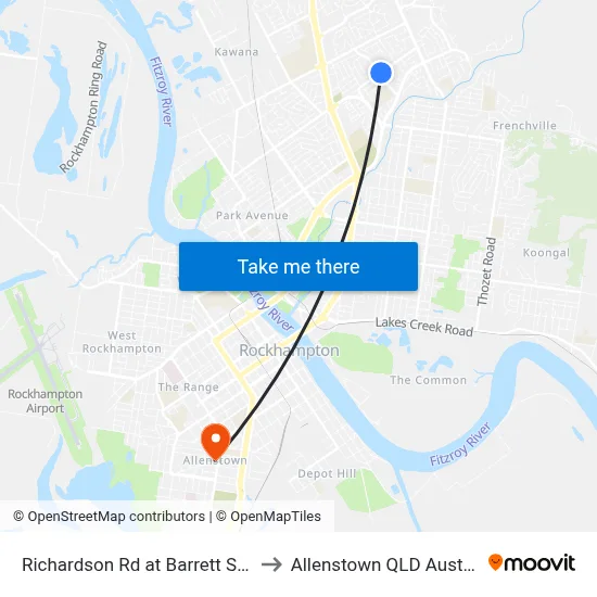 Richardson Rd at Barrett Street to Allenstown QLD Australia map