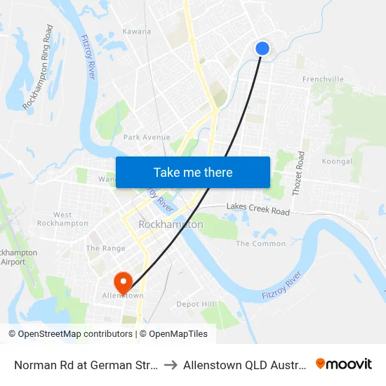 Norman Rd at German Street to Allenstown QLD Australia map