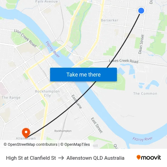 High St at Clanfield St to Allenstown QLD Australia map
