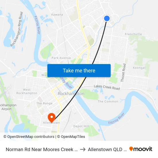 Norman Rd Near Moores Creek Rd Hail 'N' Ride to Allenstown QLD Australia map