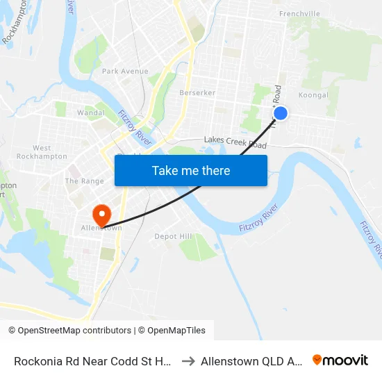 Rockonia Rd Near Codd St Hail 'N' Ride to Allenstown QLD Australia map