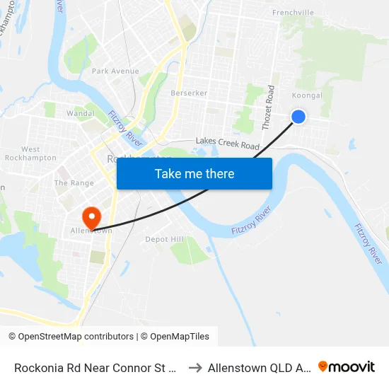 Rockonia Rd Near Connor St Hail 'N' Ride to Allenstown QLD Australia map