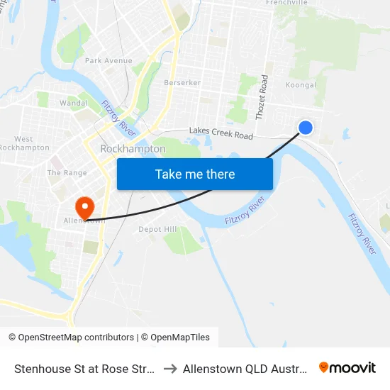 Stenhouse St at Rose Street to Allenstown QLD Australia map