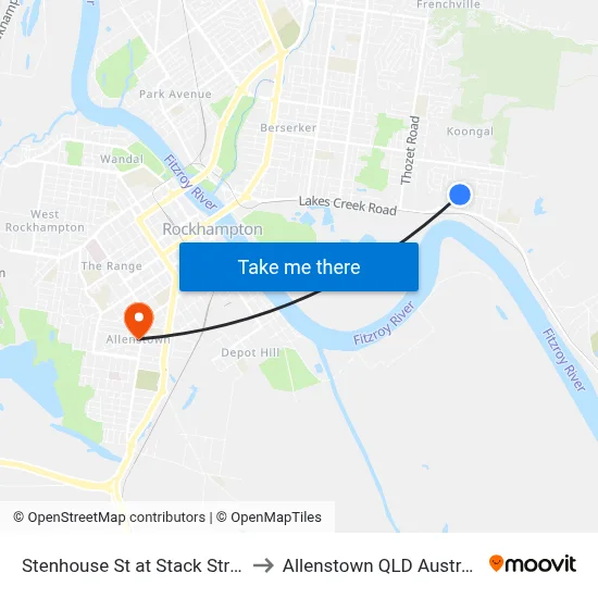 Stenhouse St at Stack Street to Allenstown QLD Australia map