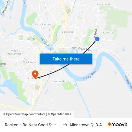 Rockonia Rd Near Codd St Hail 'N' Ride to Allenstown QLD Australia map