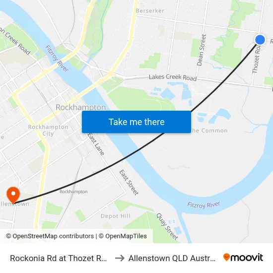 Rockonia Rd at Thozet Road to Allenstown QLD Australia map