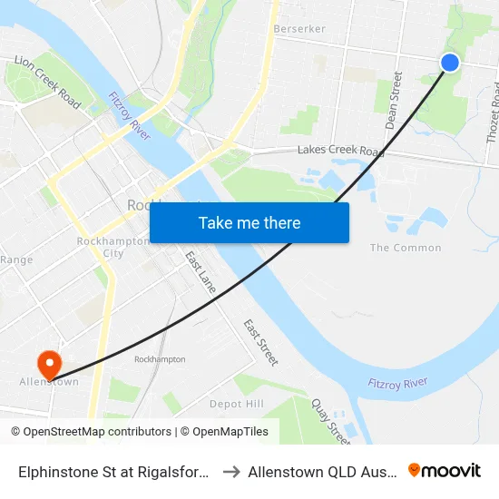 Elphinstone St at Rigalsford Park to Allenstown QLD Australia map
