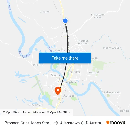 Brosnan Cr at Jones Street to Allenstown QLD Australia map