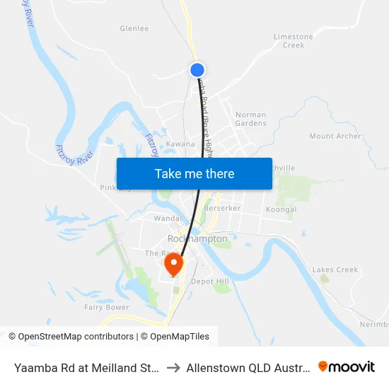 Yaamba Rd at Meilland Street to Allenstown QLD Australia map