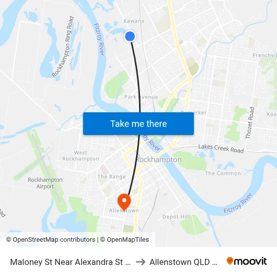 Maloney St Near Alexandra St Hail 'N' Ride to Allenstown QLD Australia map