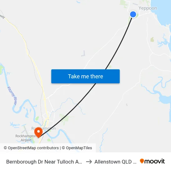 Bernborough Dr Near Tulloch Ave Hail 'N' Ride to Allenstown QLD Australia map