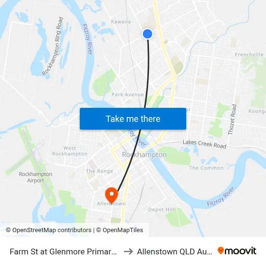 Farm St at Glenmore Primary School to Allenstown QLD Australia map