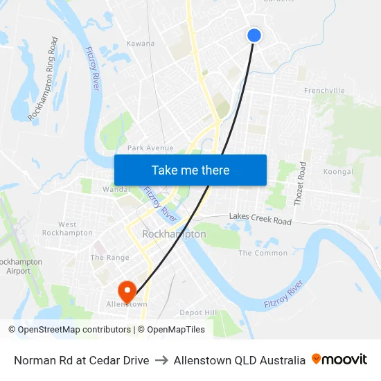 Norman Rd at Cedar Drive to Allenstown QLD Australia map