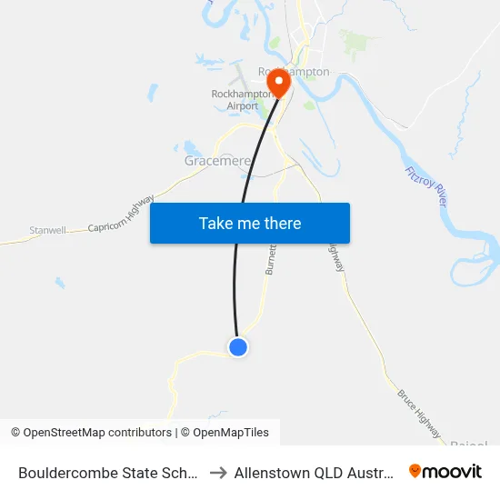 Bouldercombe State School to Allenstown QLD Australia map