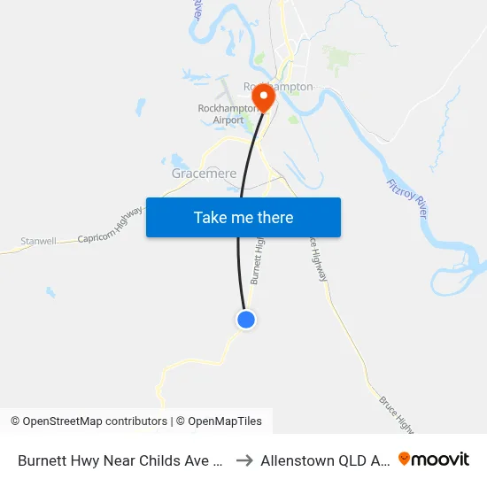 Burnett Hwy Near Childs Ave Hail 'N' Ride to Allenstown QLD Australia map