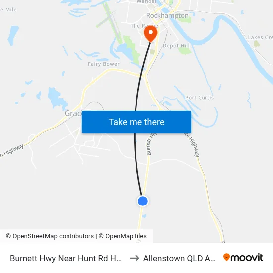 Burnett Hwy Near Hunt Rd Hail 'N' Ride to Allenstown QLD Australia map