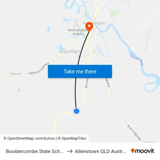 Bouldercombe State School to Allenstown QLD Australia map