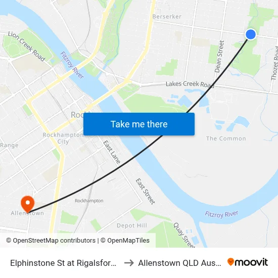 Elphinstone St at Rigalsford Park to Allenstown QLD Australia map
